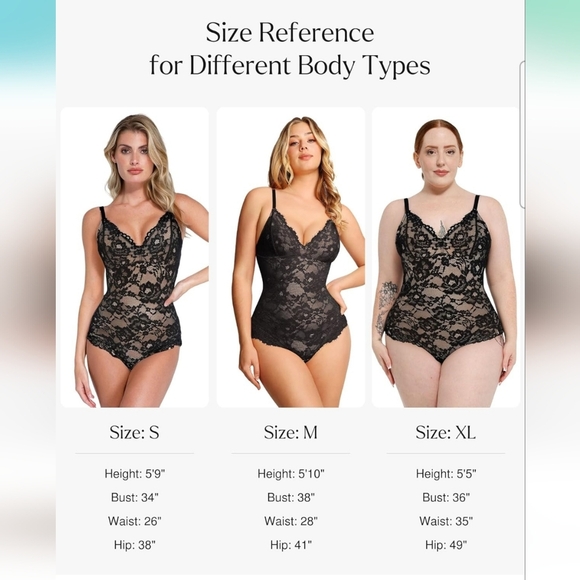 Popilush Black Lace V Neck Shapewear Tummy Control Bodysuit Size XL - Picture 6 of 12